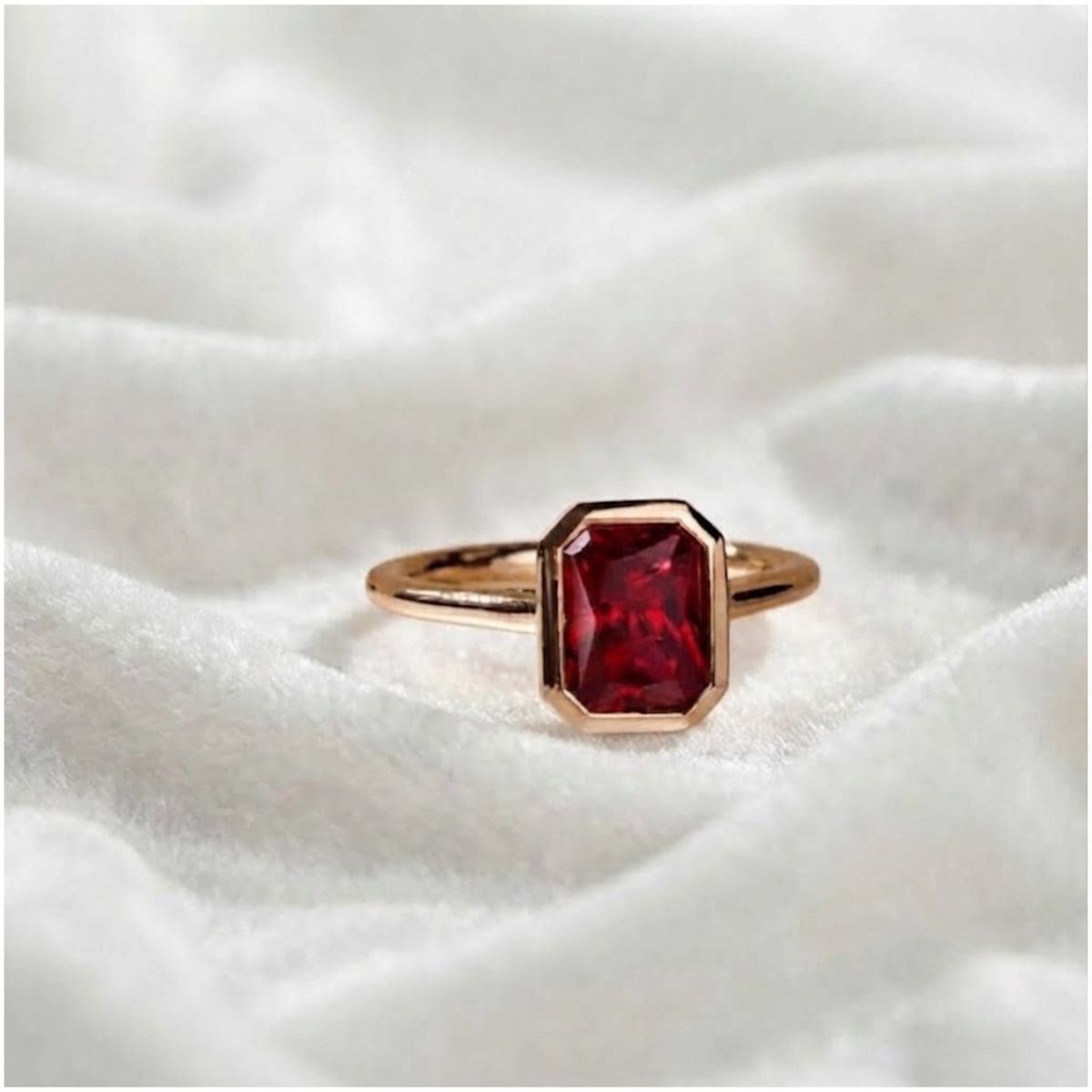 Emerald Cut Ruby Solitaire Ring