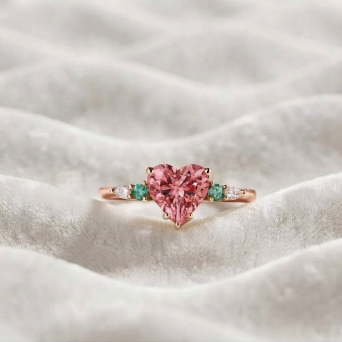 Heart Pink Sapphire gemstone Engagement Ring