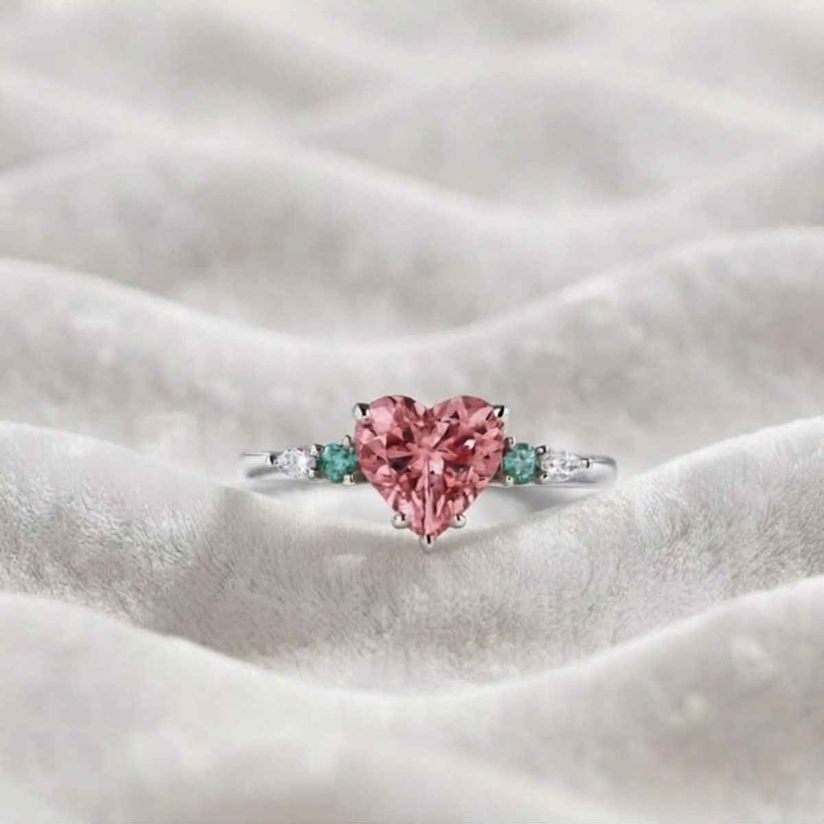 Heart Pink Sapphire gemstone Engagement Ring
