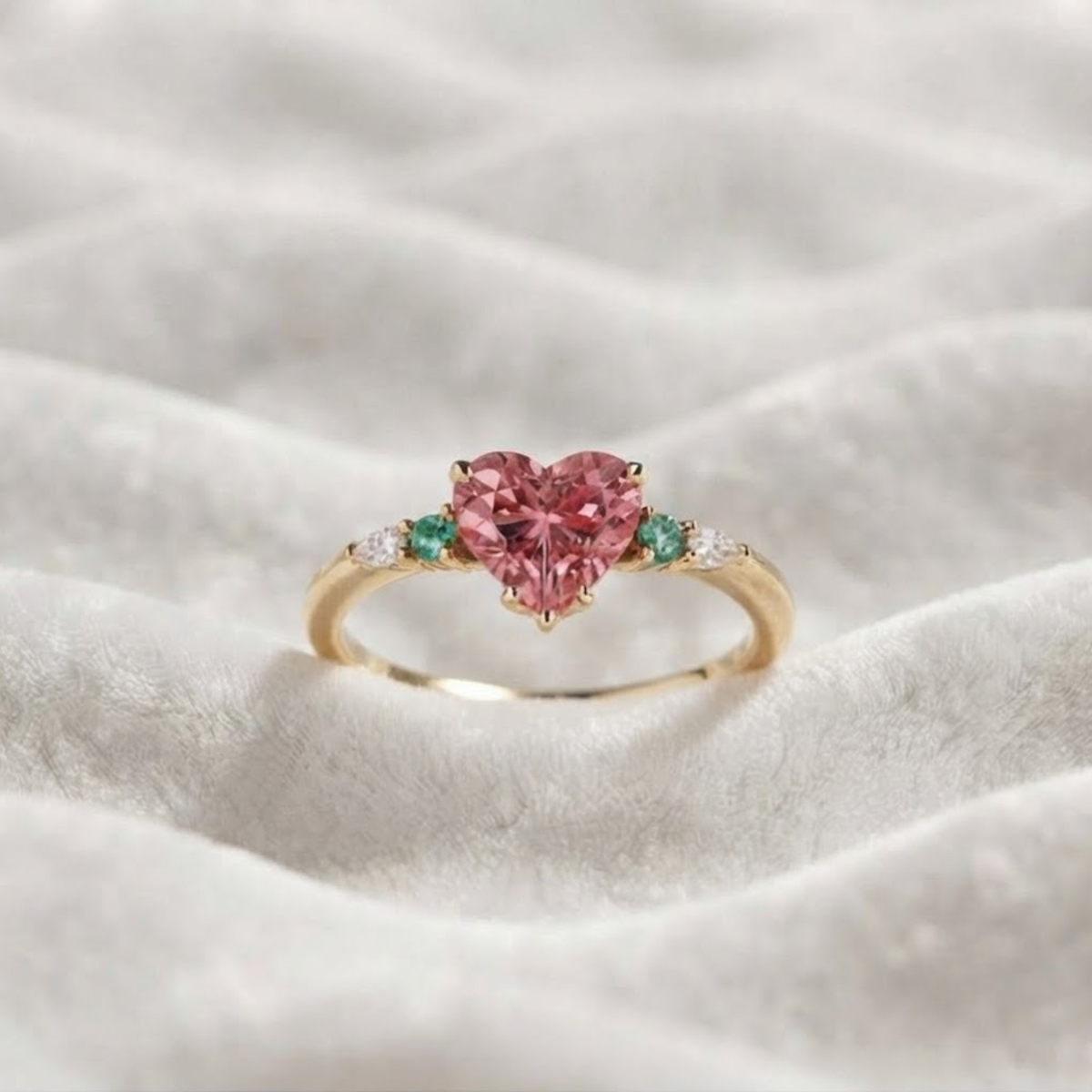 Heart Pink Sapphire gemstone Engagement Ring