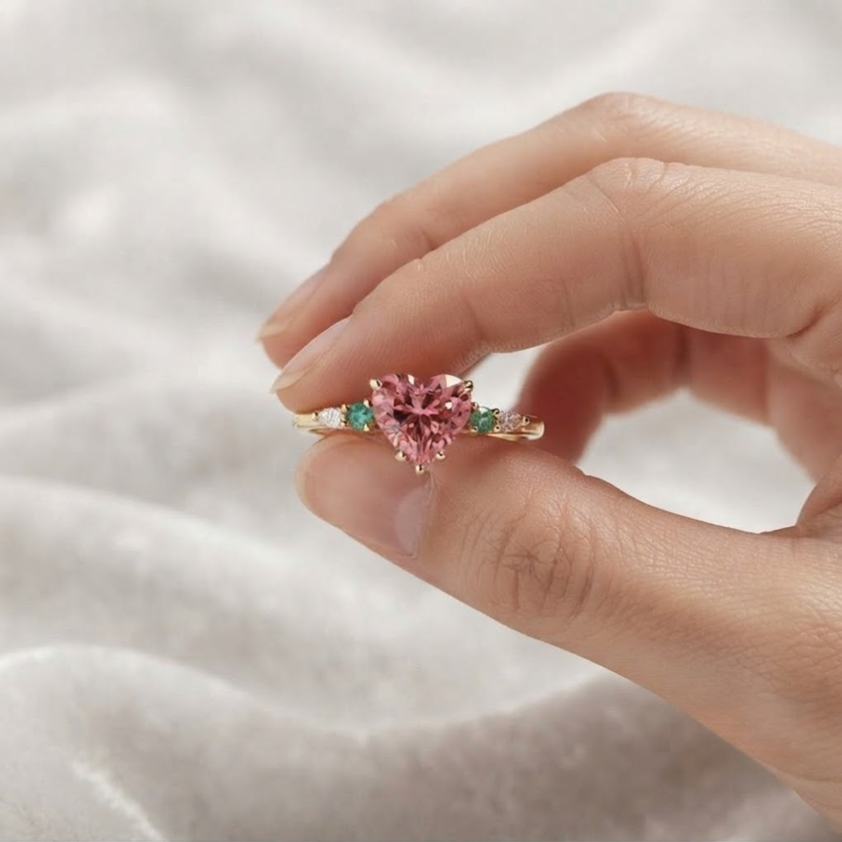 Heart Pink Sapphire gemstone Engagement Ring