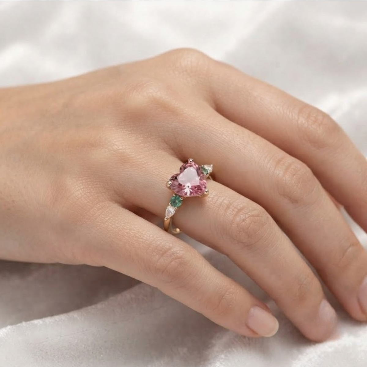 Heart Pink Sapphire gemstone Engagement Ring