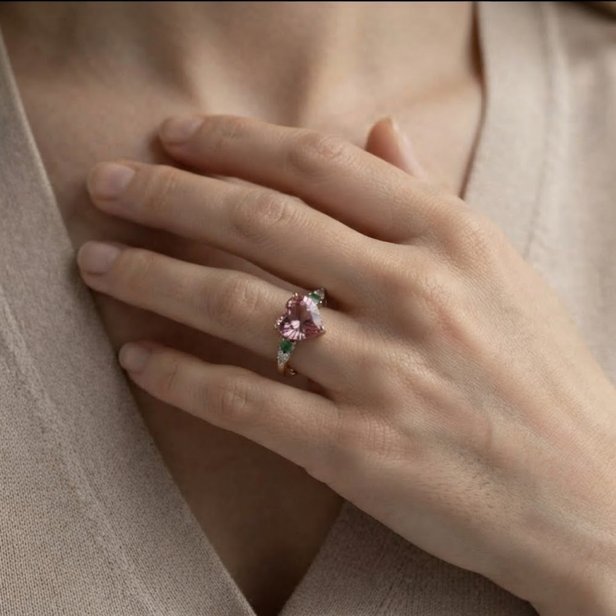 Heart Pink Sapphire gemstone Engagement Ring