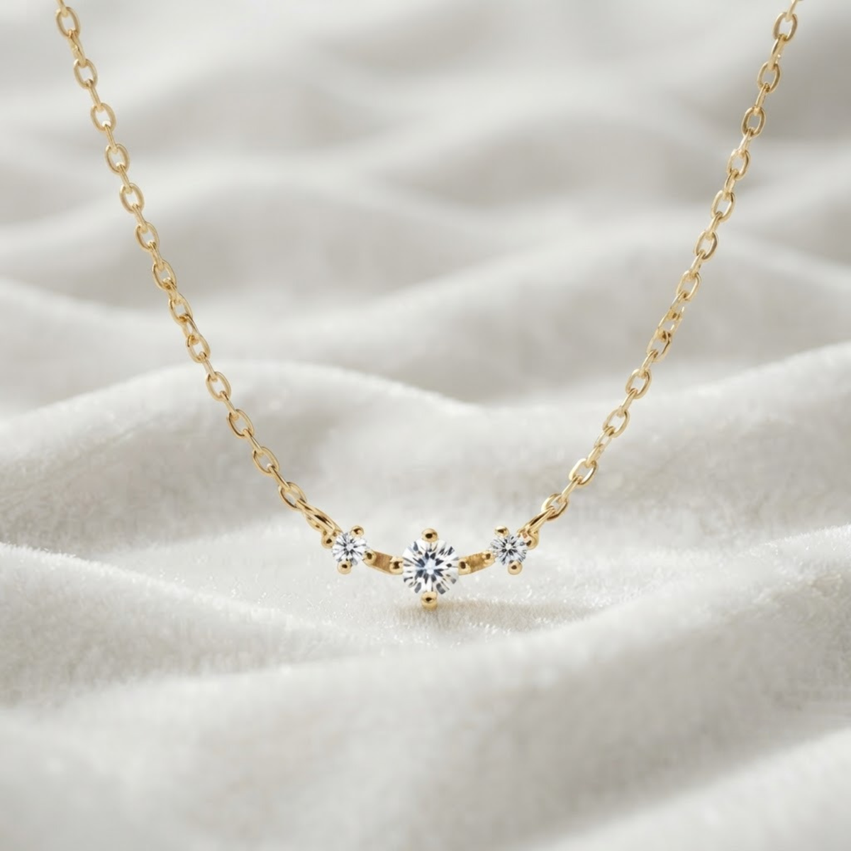 Three Stone Diamond Necklace