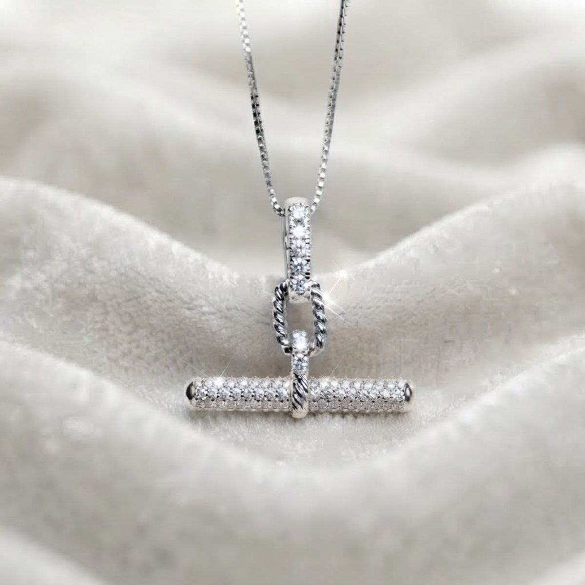 Dainty Diamond Pavé T Bar Pendant