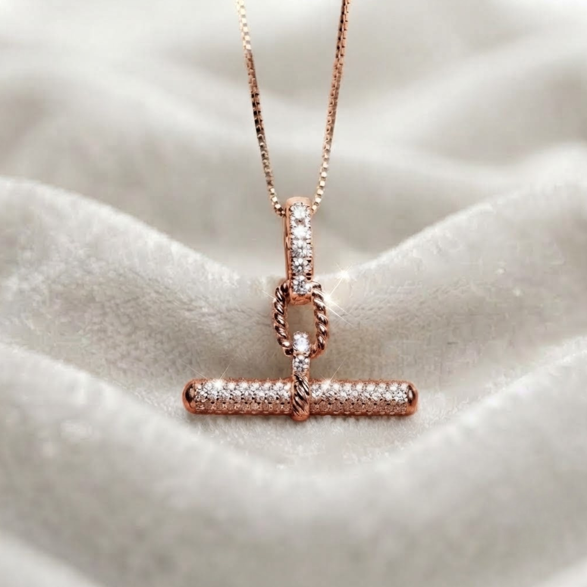 Dainty Diamond Pavé T Bar Pendant