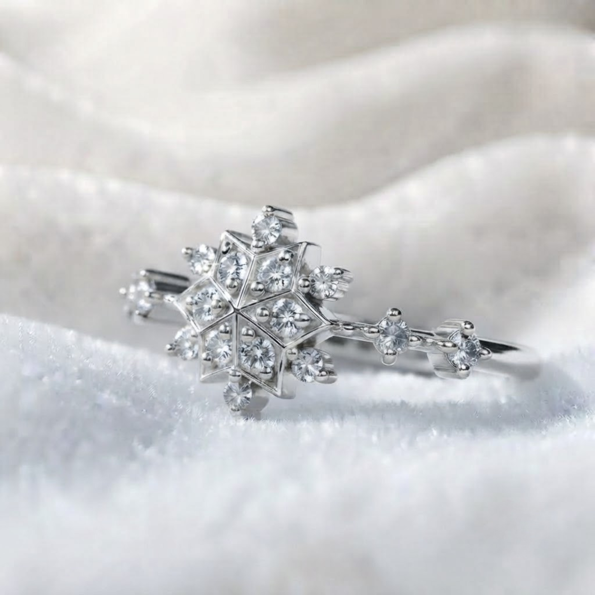 Minimalist Snow Flower Cluster Ring