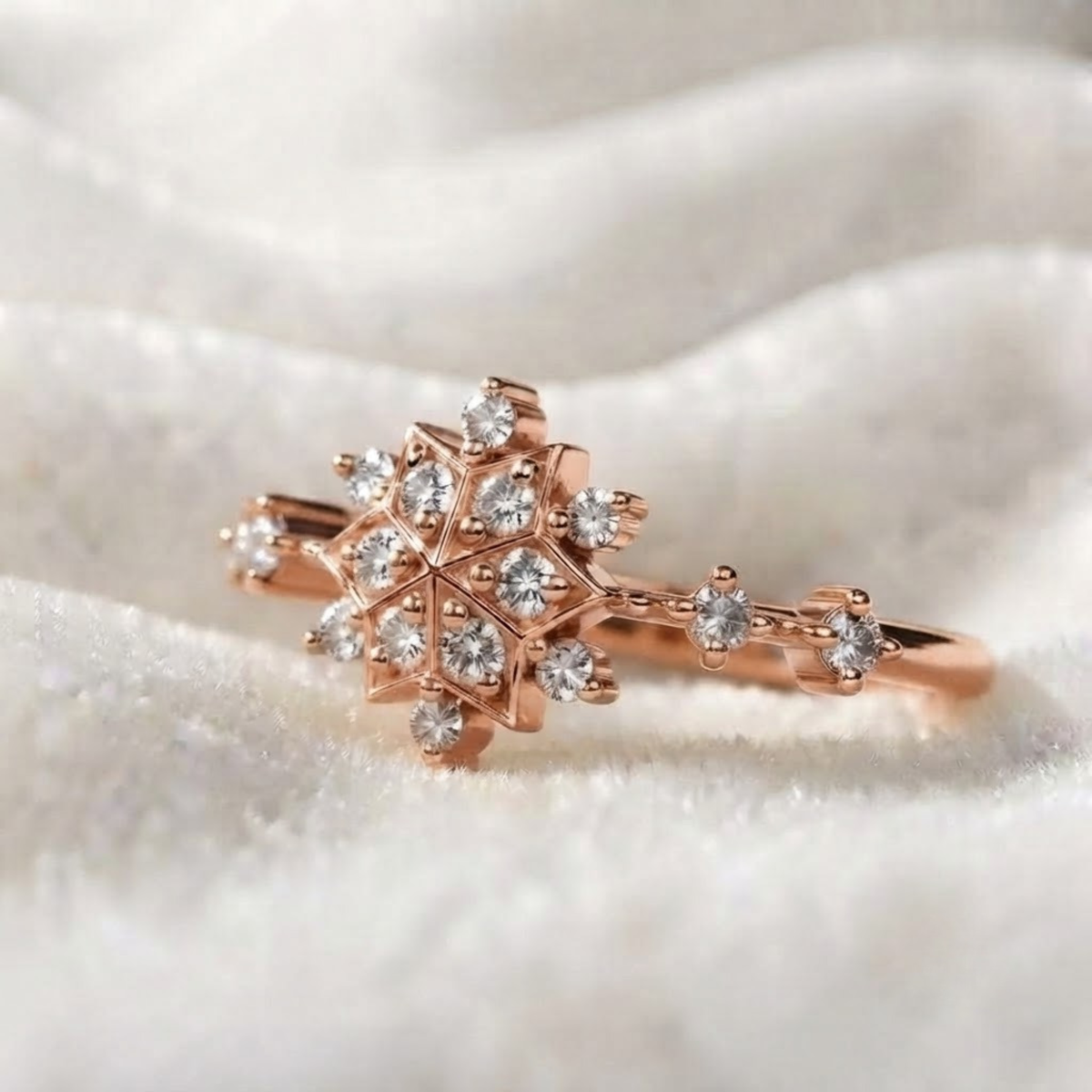 Minimalist Snow Flower Cluster Ring