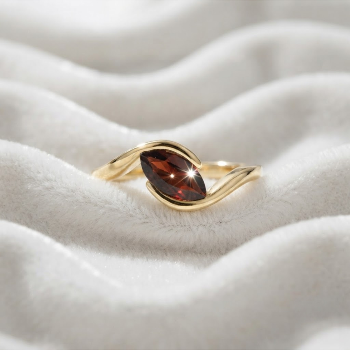 Marquise Cut Red Garnet Engagement Ring