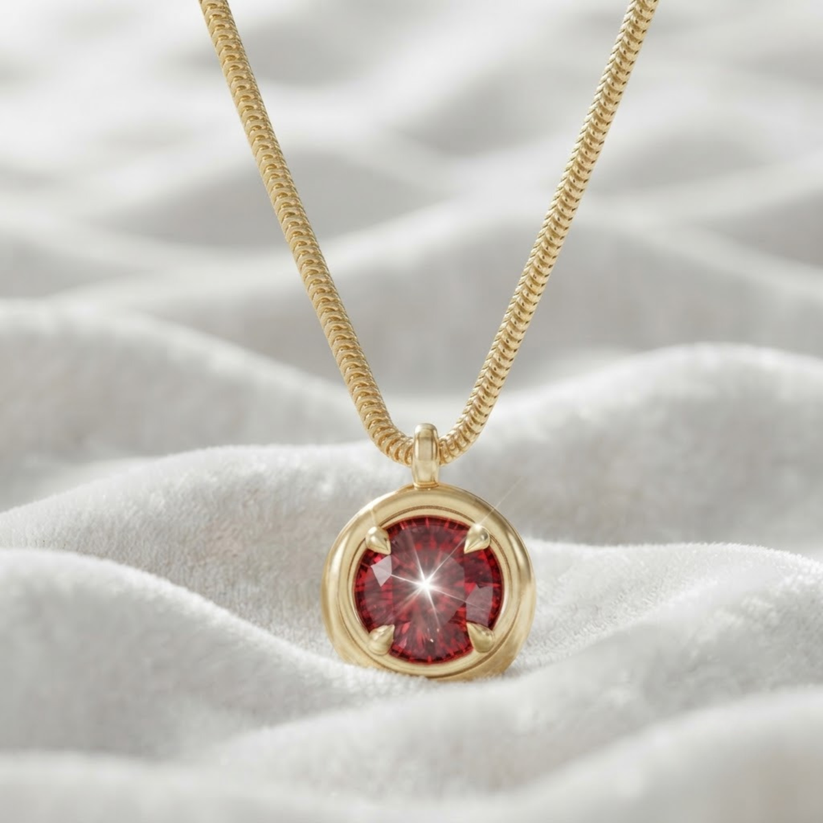 Round Shaped Garnet Necklace