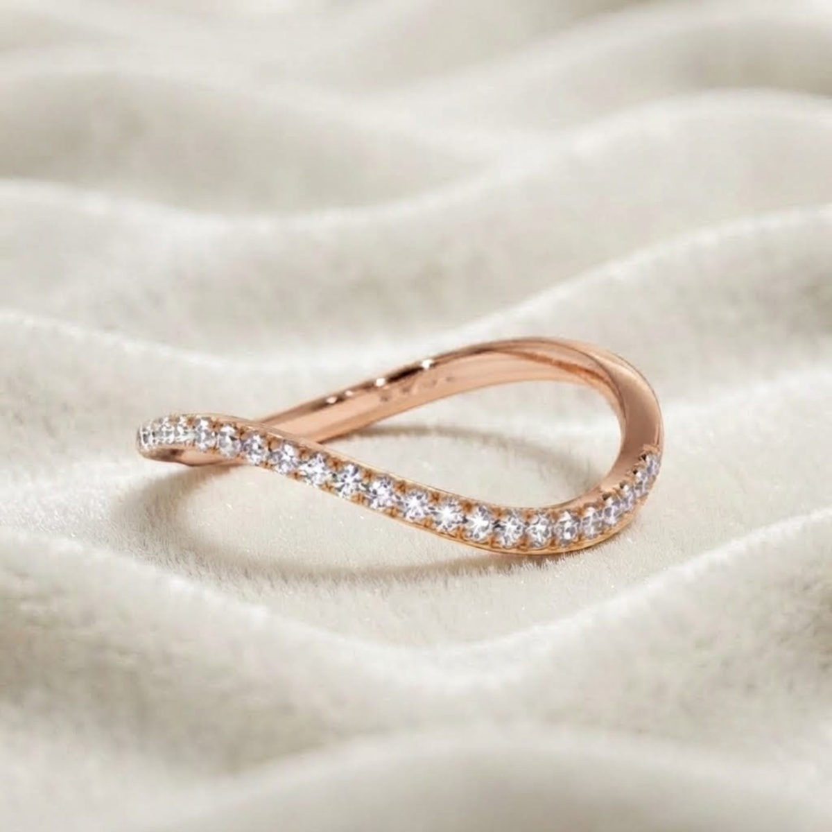 Minimalist Curve Half Eternity Ring