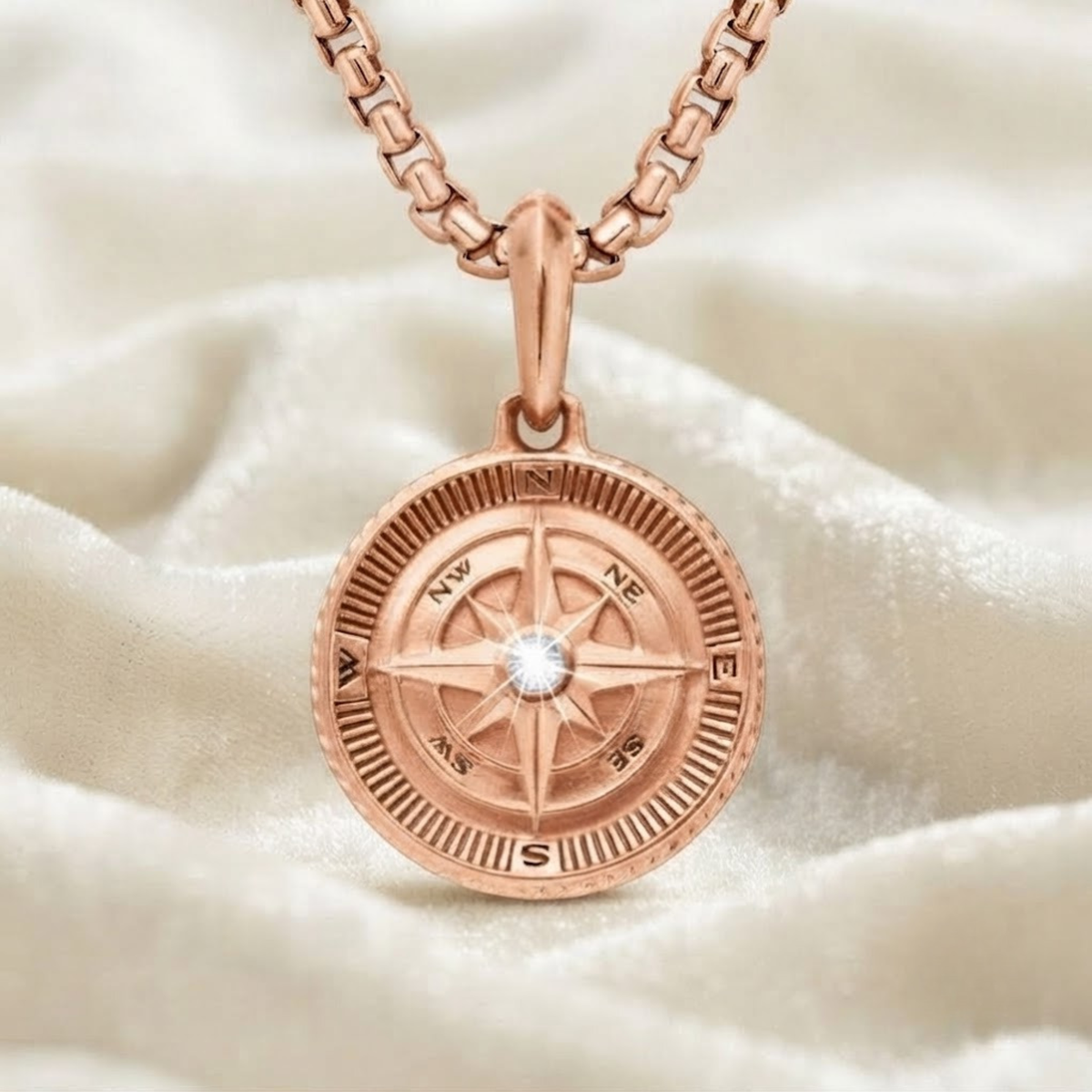 Diamond Compass Medallion Pendant