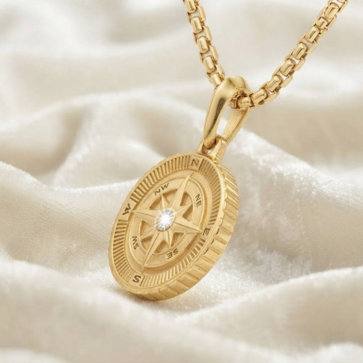 Diamond Compass Medallion Pendant