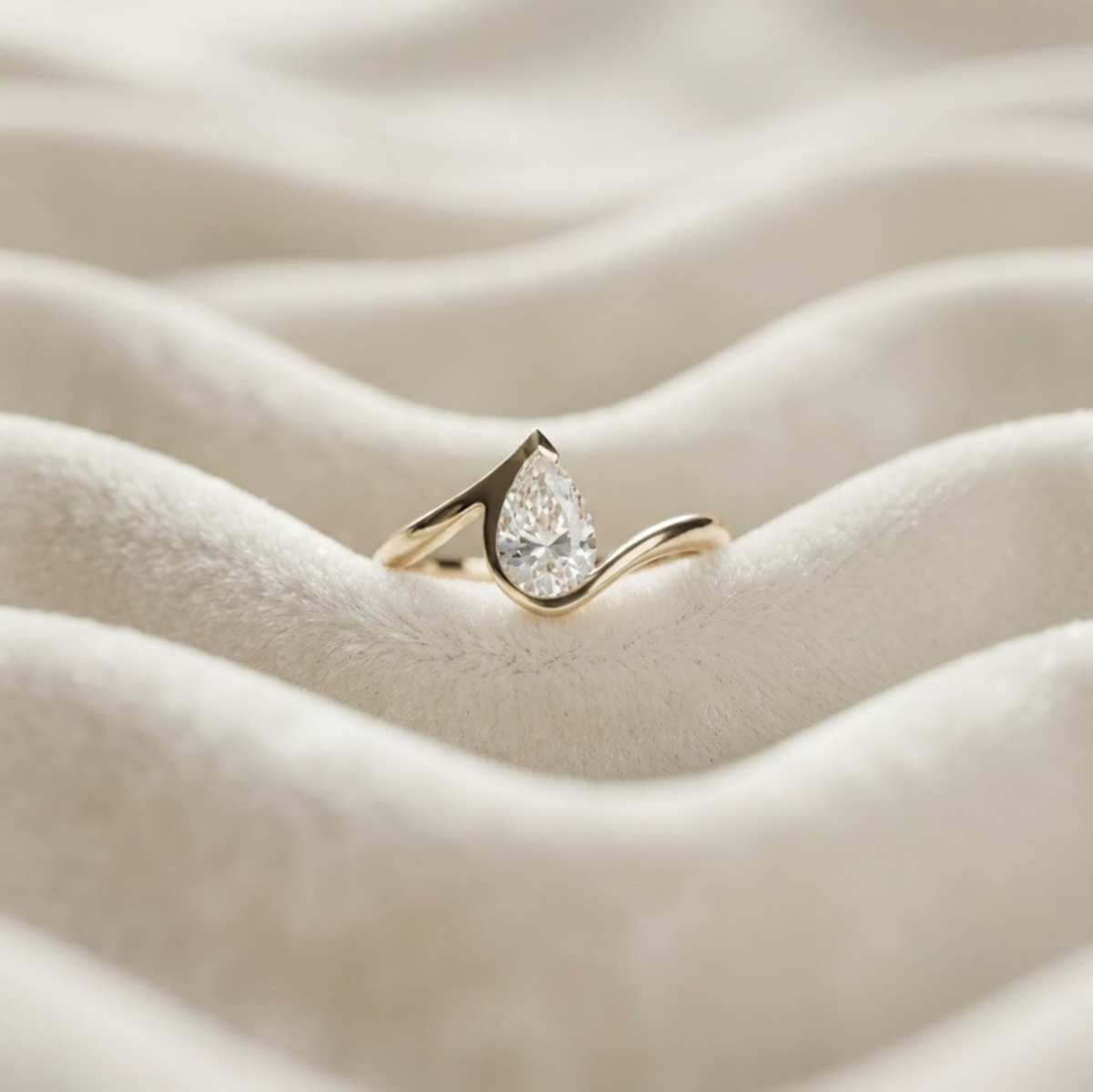 Pear Cut Lab Grown Diamond Engagement Ring