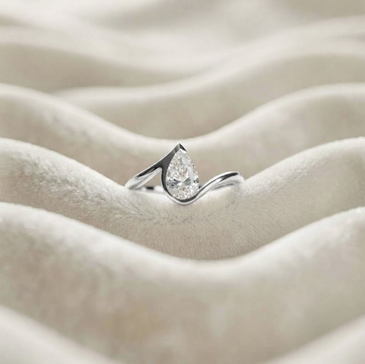 Pear Cut Lab Grown Diamond Engagement Ring