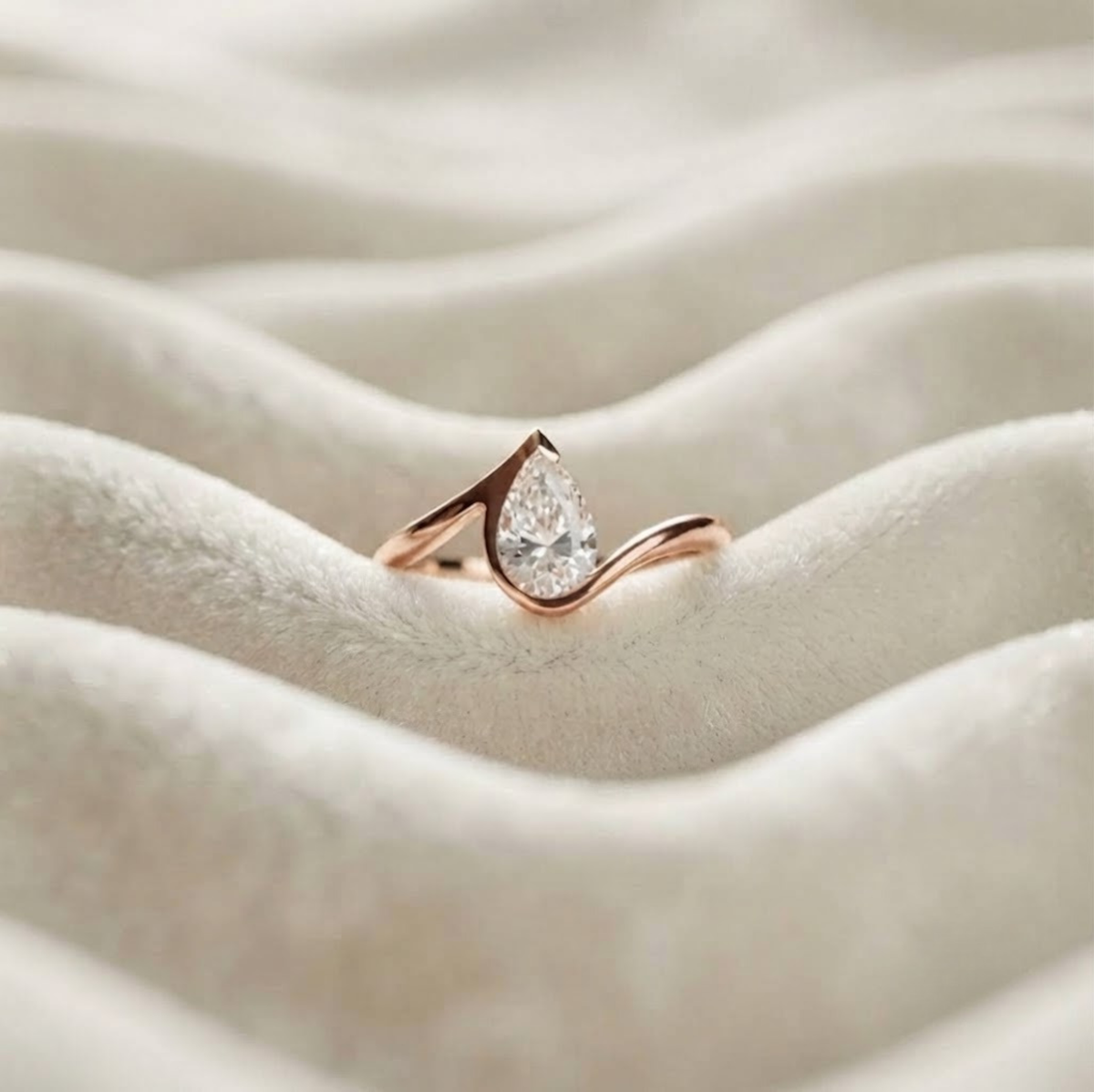Pear Cut Lab Grown Diamond Engagement Ring