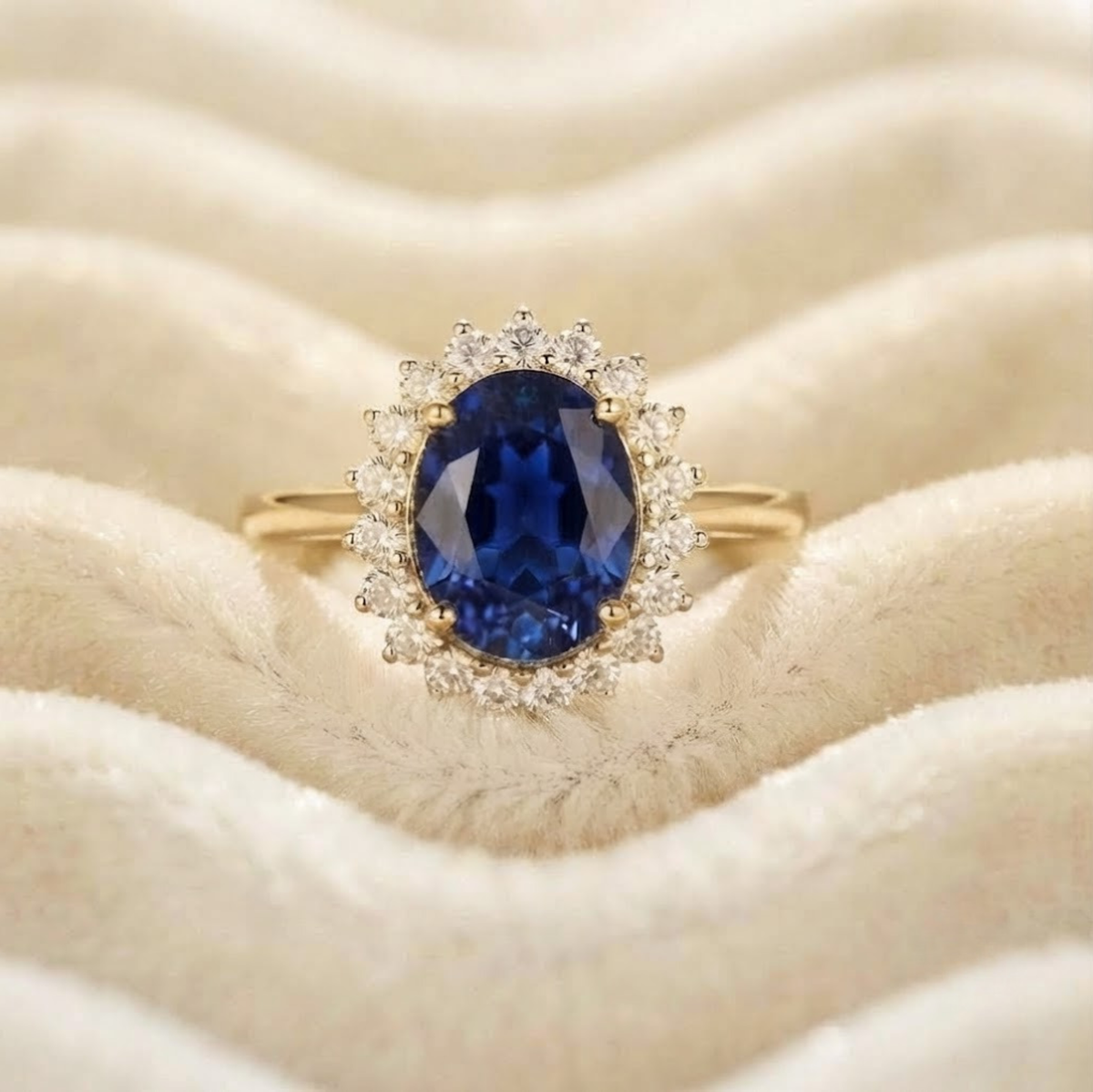 Lab Grown Royal Blue Sapphire Ring