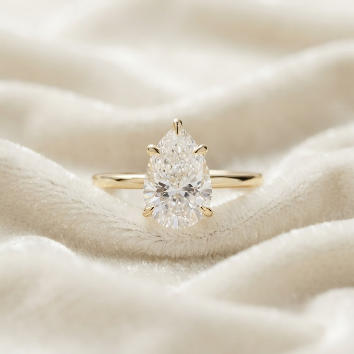 Pear Cut Lab Grown Diamond Engagement Ring