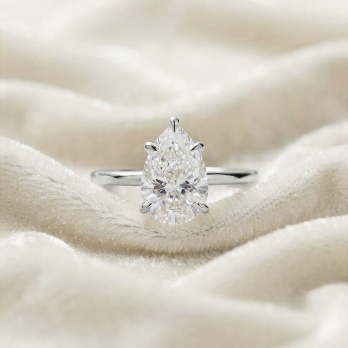 Pear Cut Lab Grown Diamond Engagement Ring