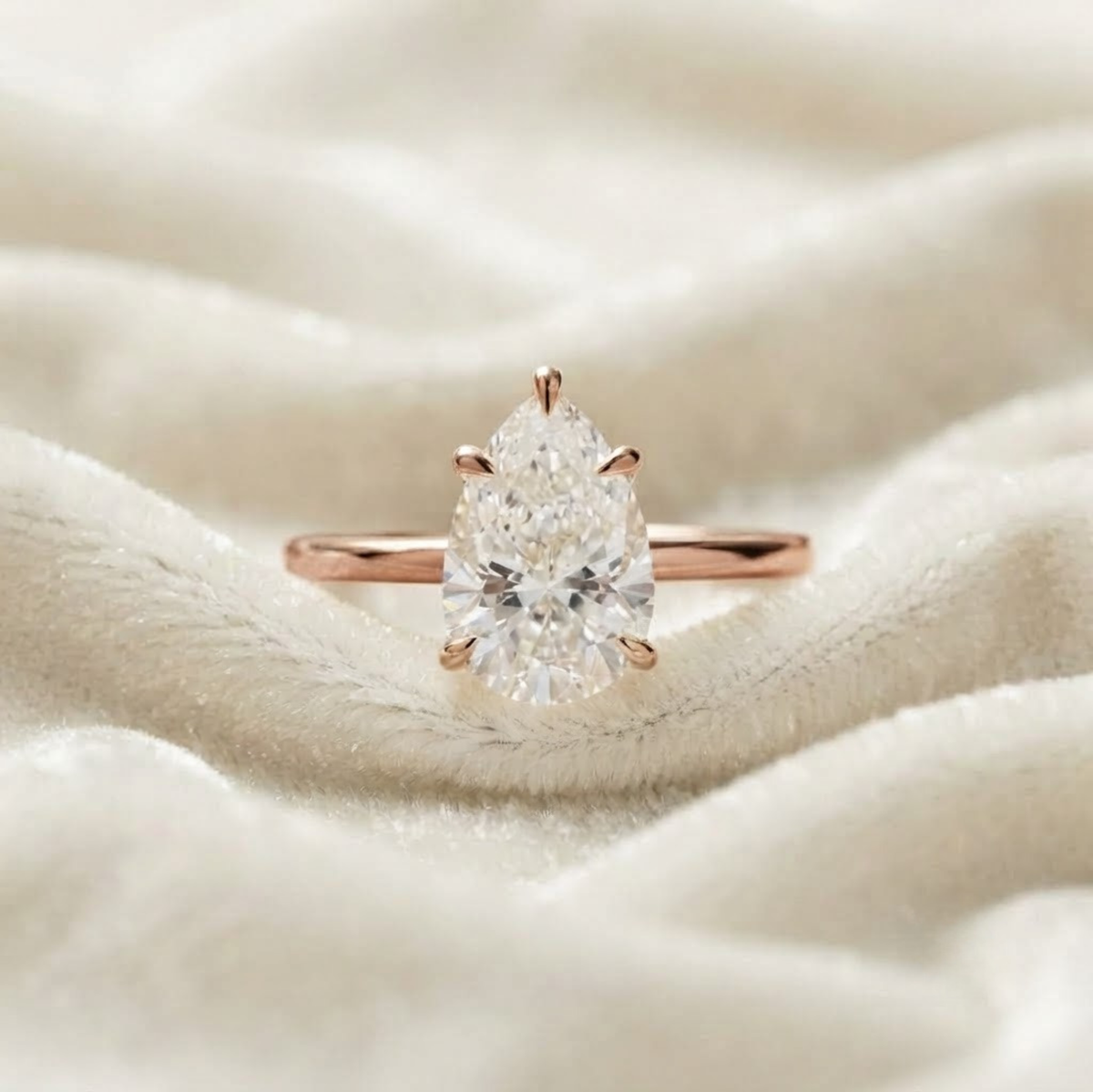Pear Cut Lab Grown Diamond Engagement Ring