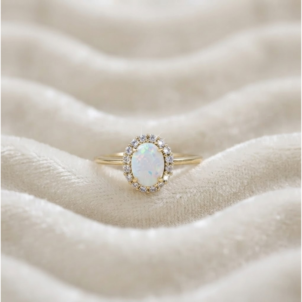 Opal Dainty October Birthstone Stackable Ring