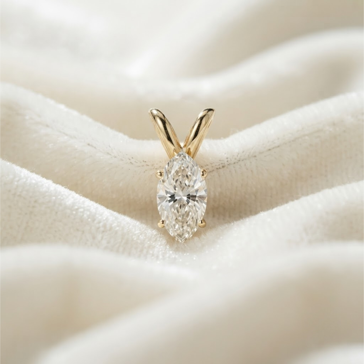 14K Gold Marquise Diamond Pendant