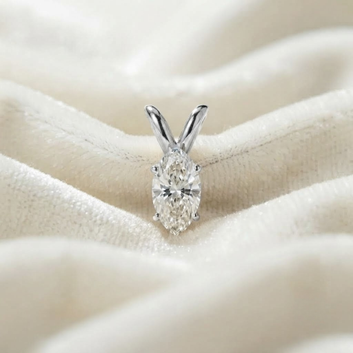 14K Gold Marquise Diamond Pendant