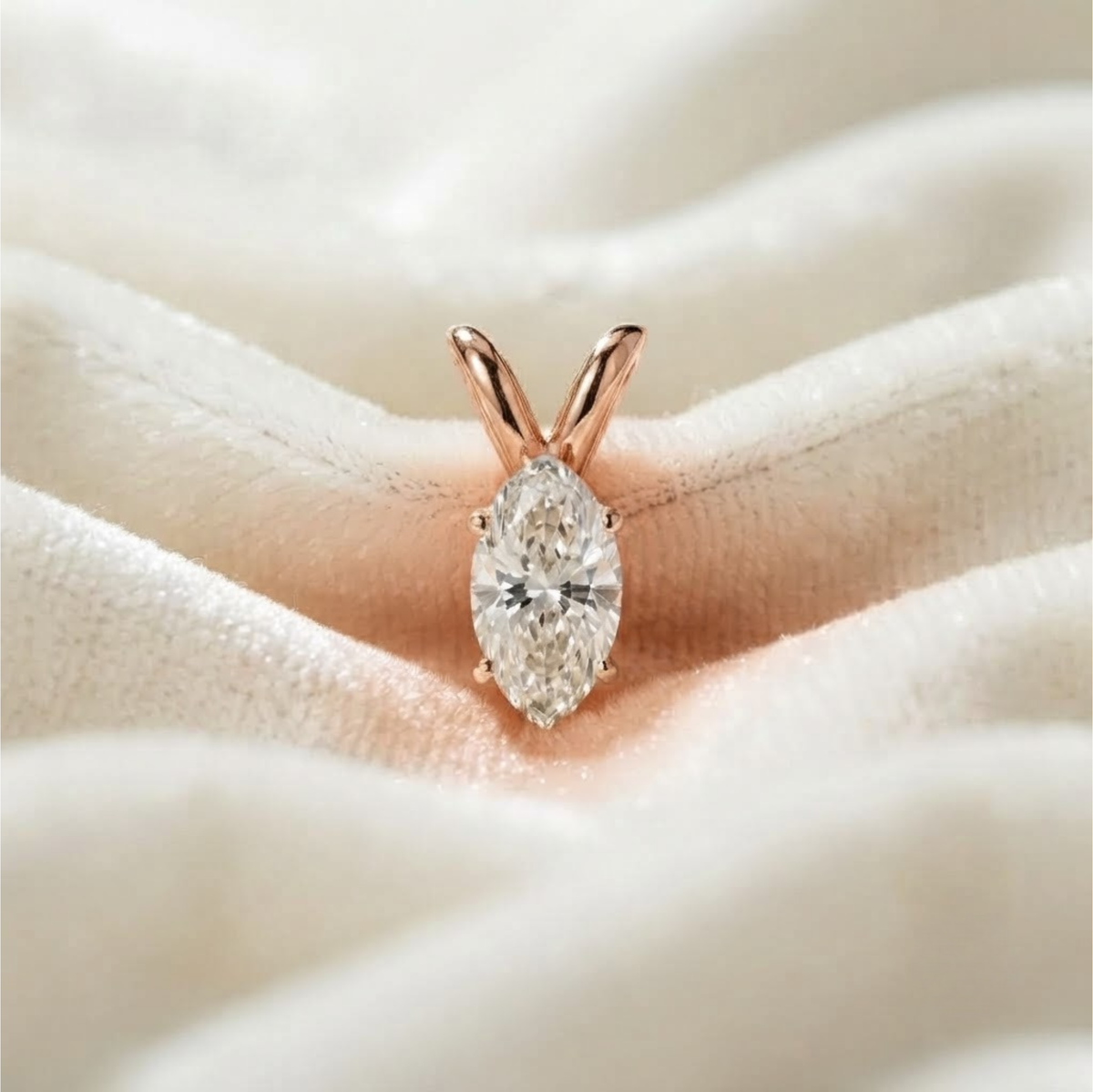 14K Gold Marquise Diamond Pendant