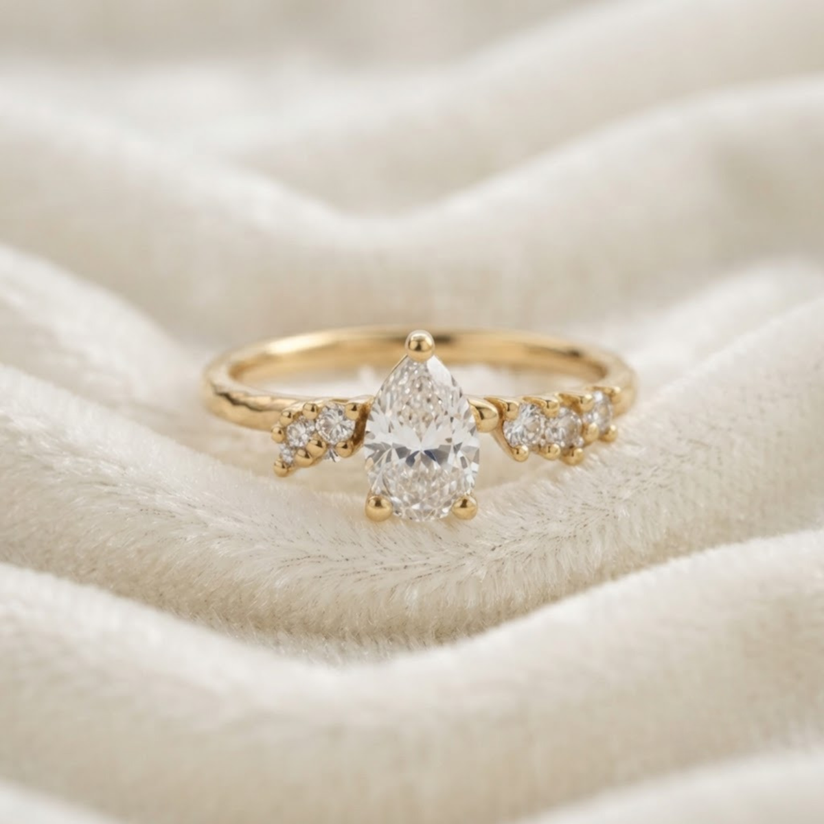 Round Accents Pear Ring