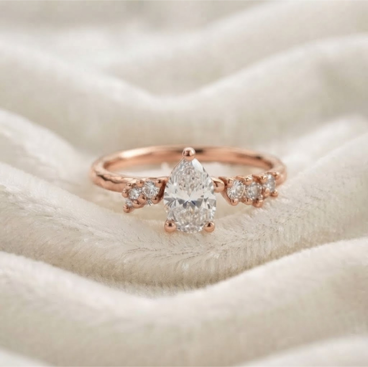 Round Accents Pear Ring