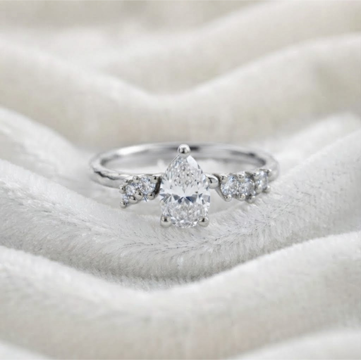 Round Accents Pear Ring