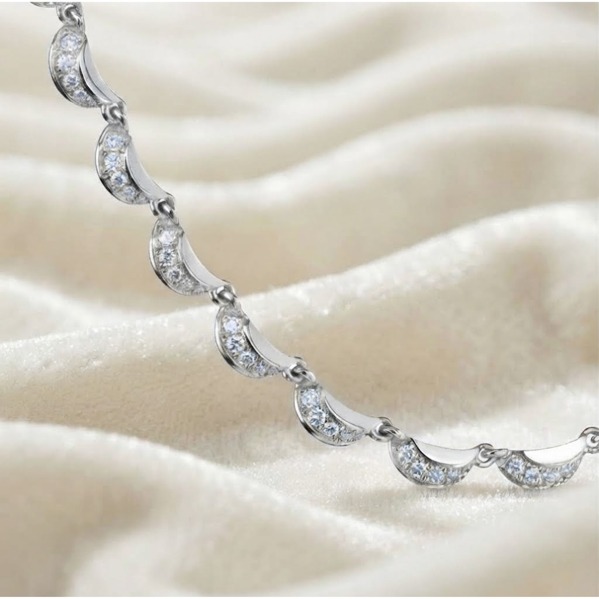 Diamond Crescent Moon Linked Choker