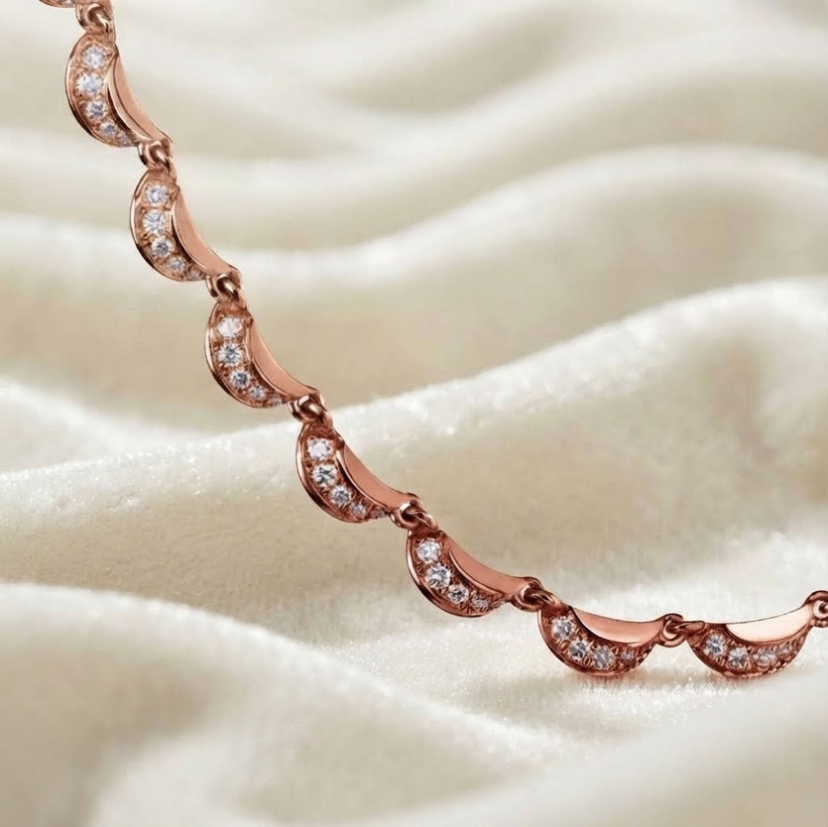 Diamond Crescent Moon Linked Choker