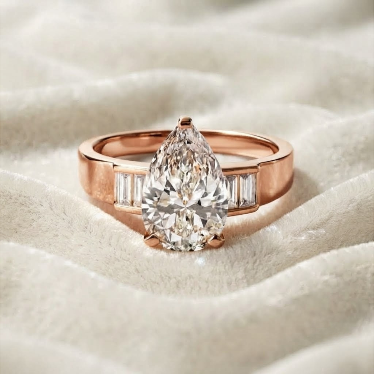 2 Karat birnenförmiger Labor-Diamant 14K Gold Verlobungsring