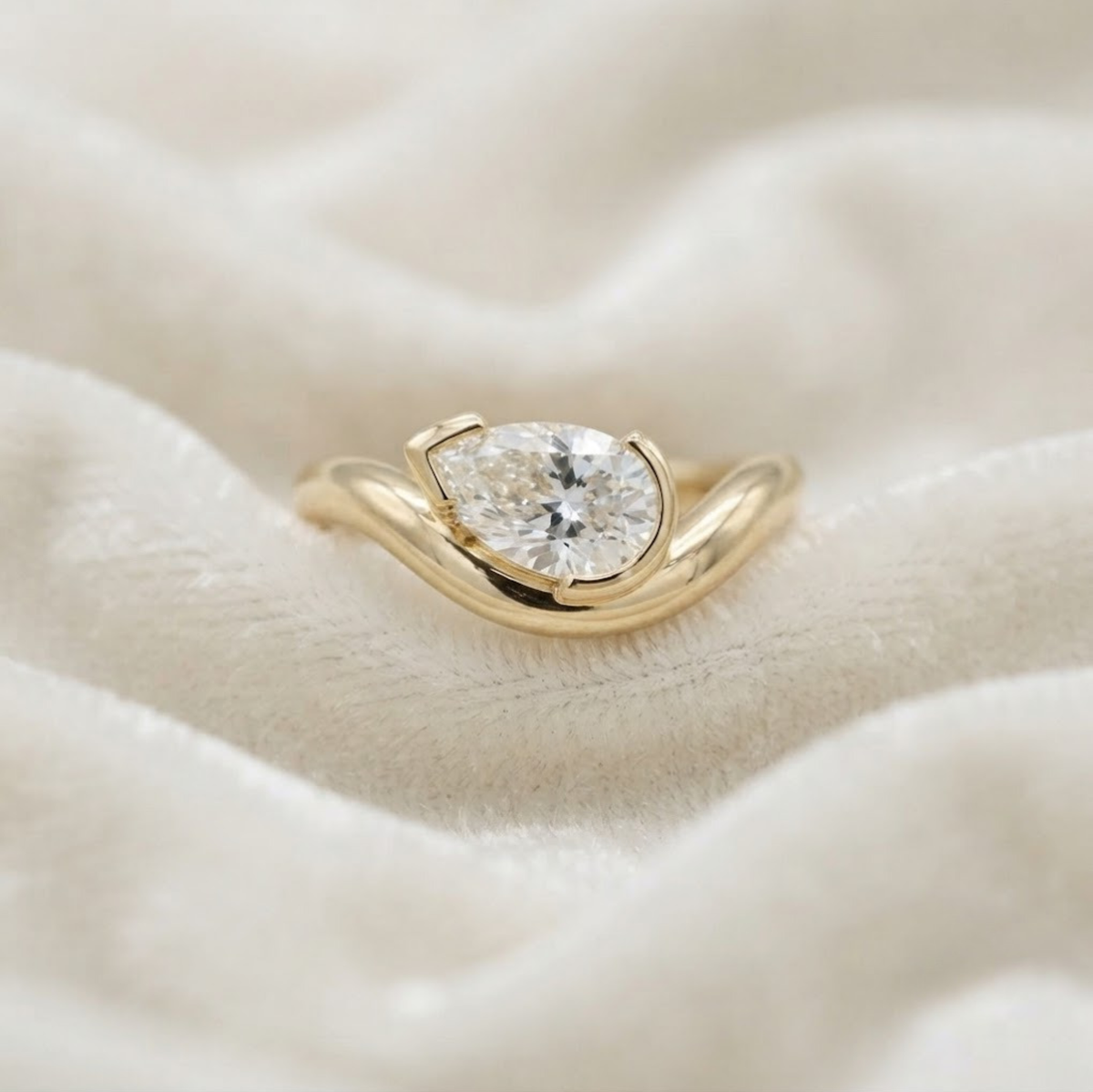 Pear Shape La Grown Diamond Engagement Ring