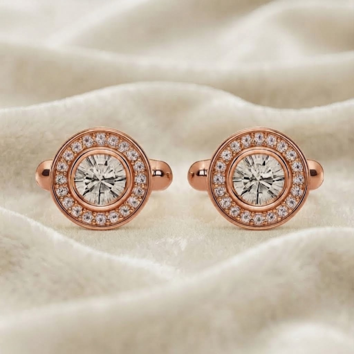 Men's Compass Cufflinks, Round diamond Cuff links