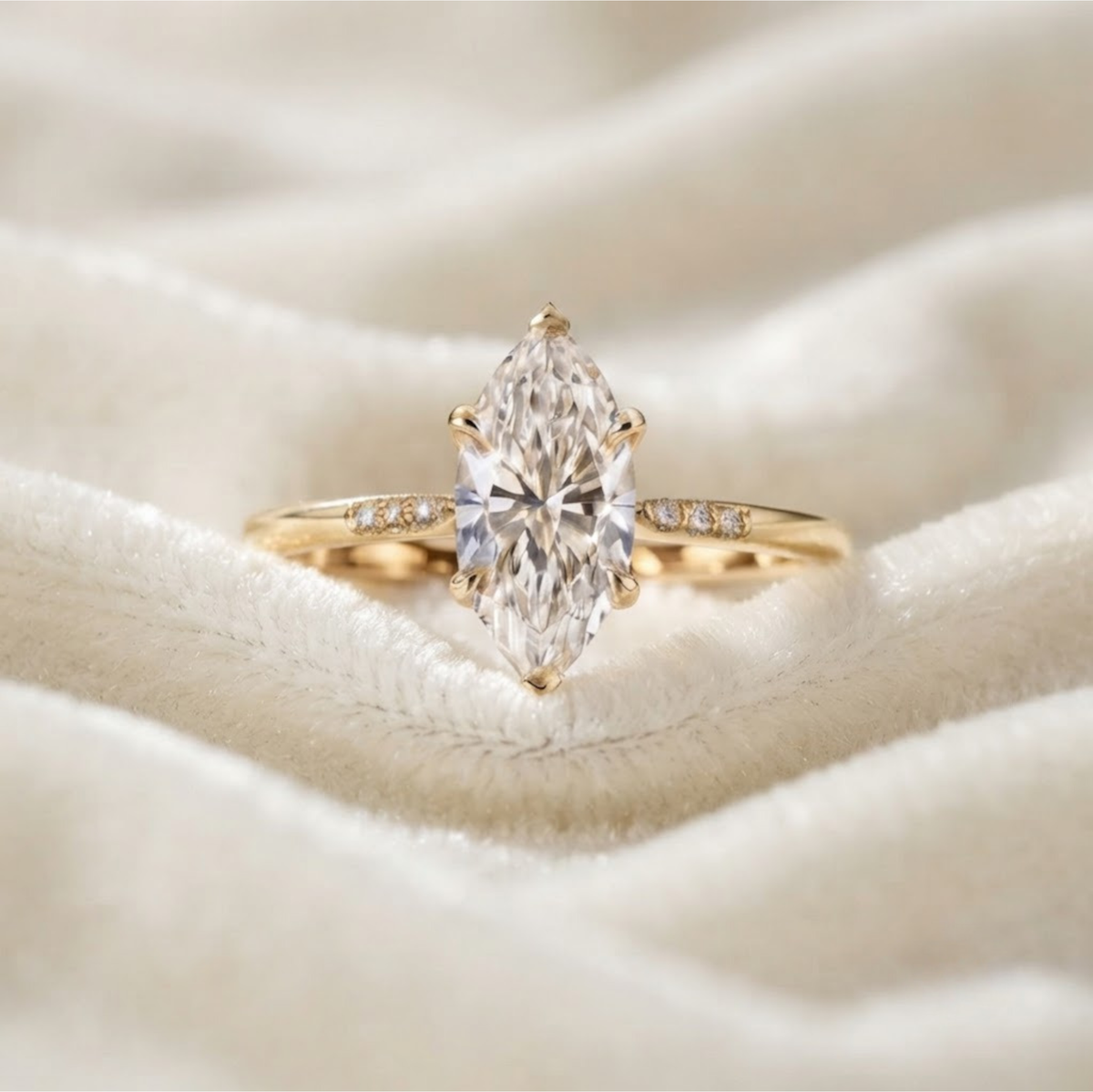 Marquise Cut Lab Grown Diamond Engagement Ring
