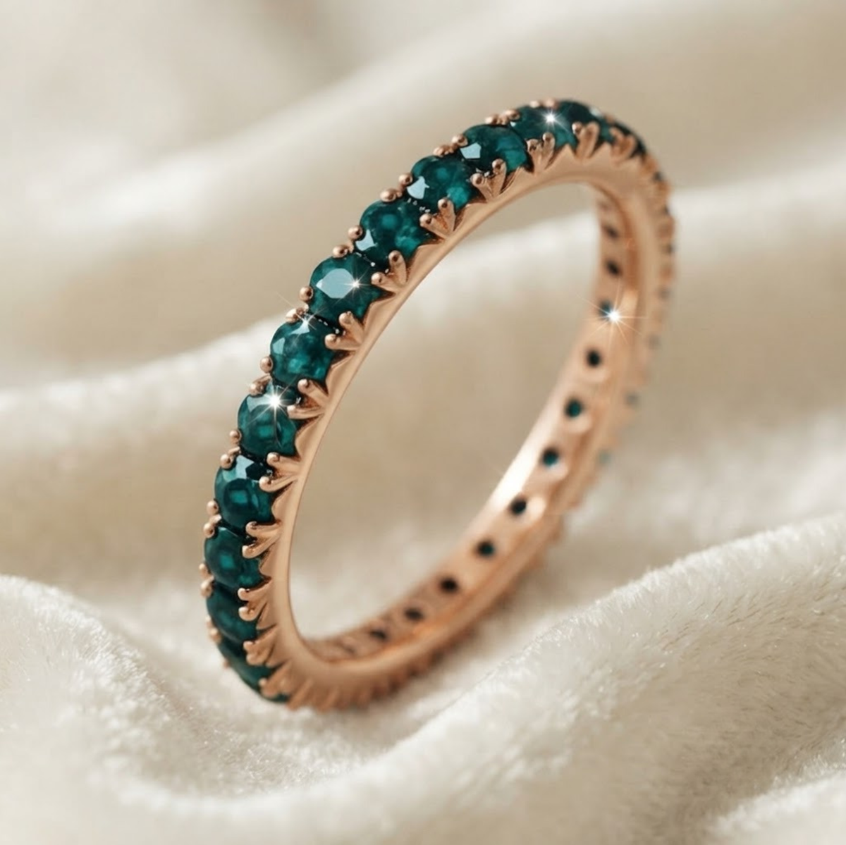 Teal Blue Sapphire Full Eternity Band
