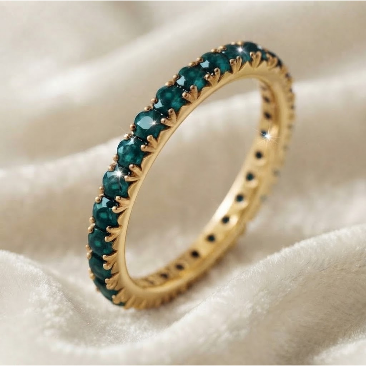 Teal Blue Sapphire Full Eternity Band
