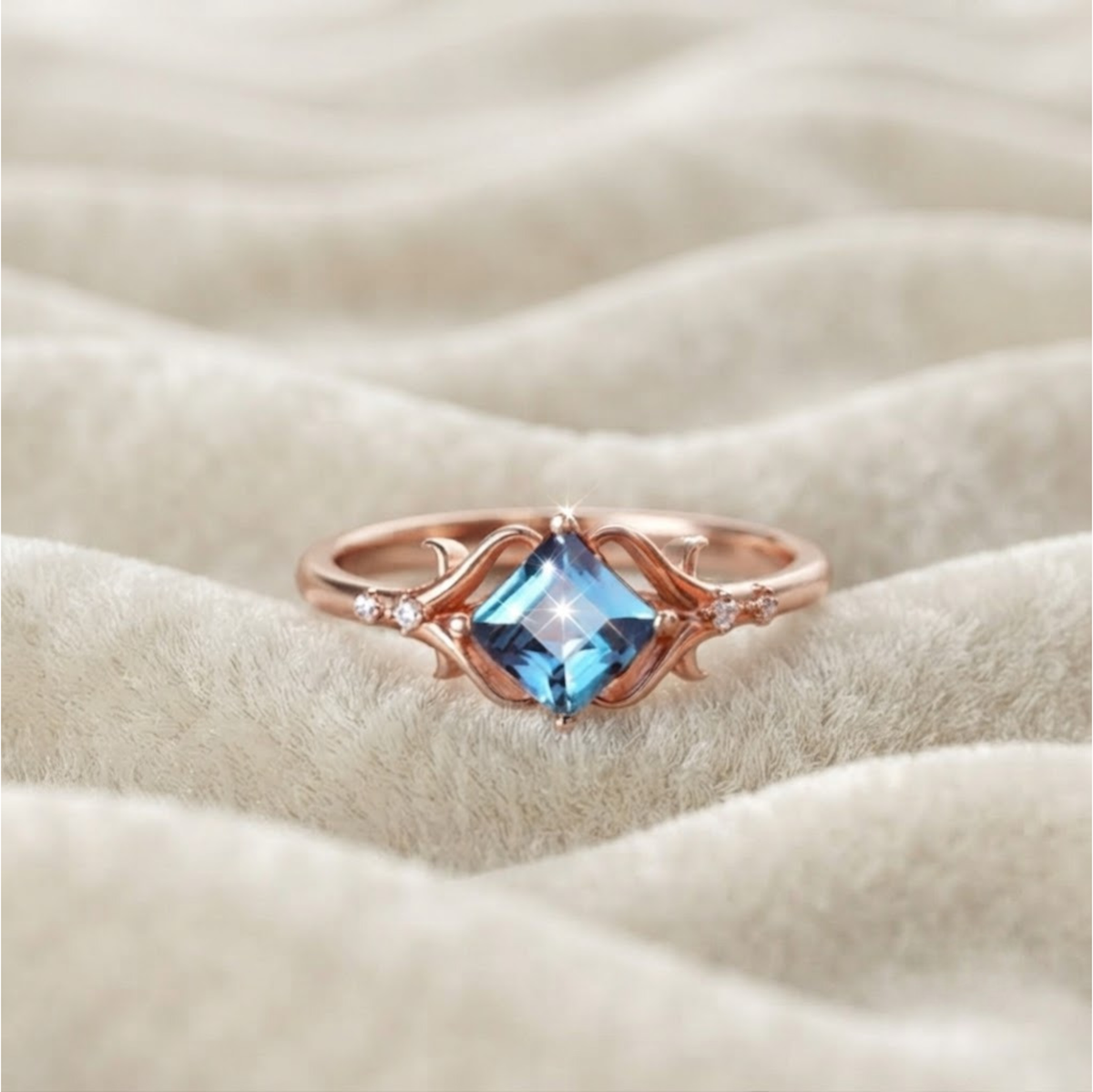 Princess Cut Blue Alexandrite Engagement Ring.