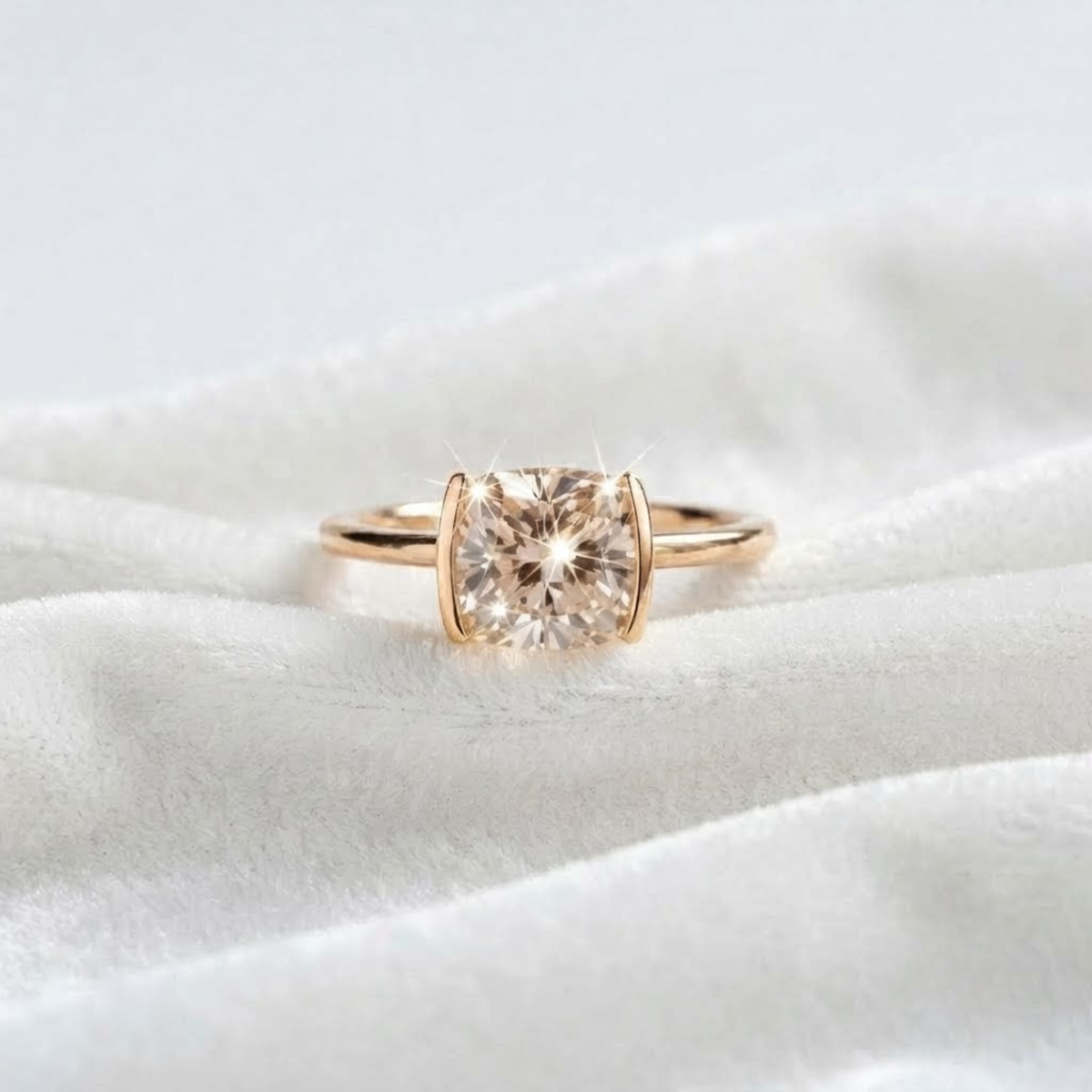 Gold Cushion Engagement Ring