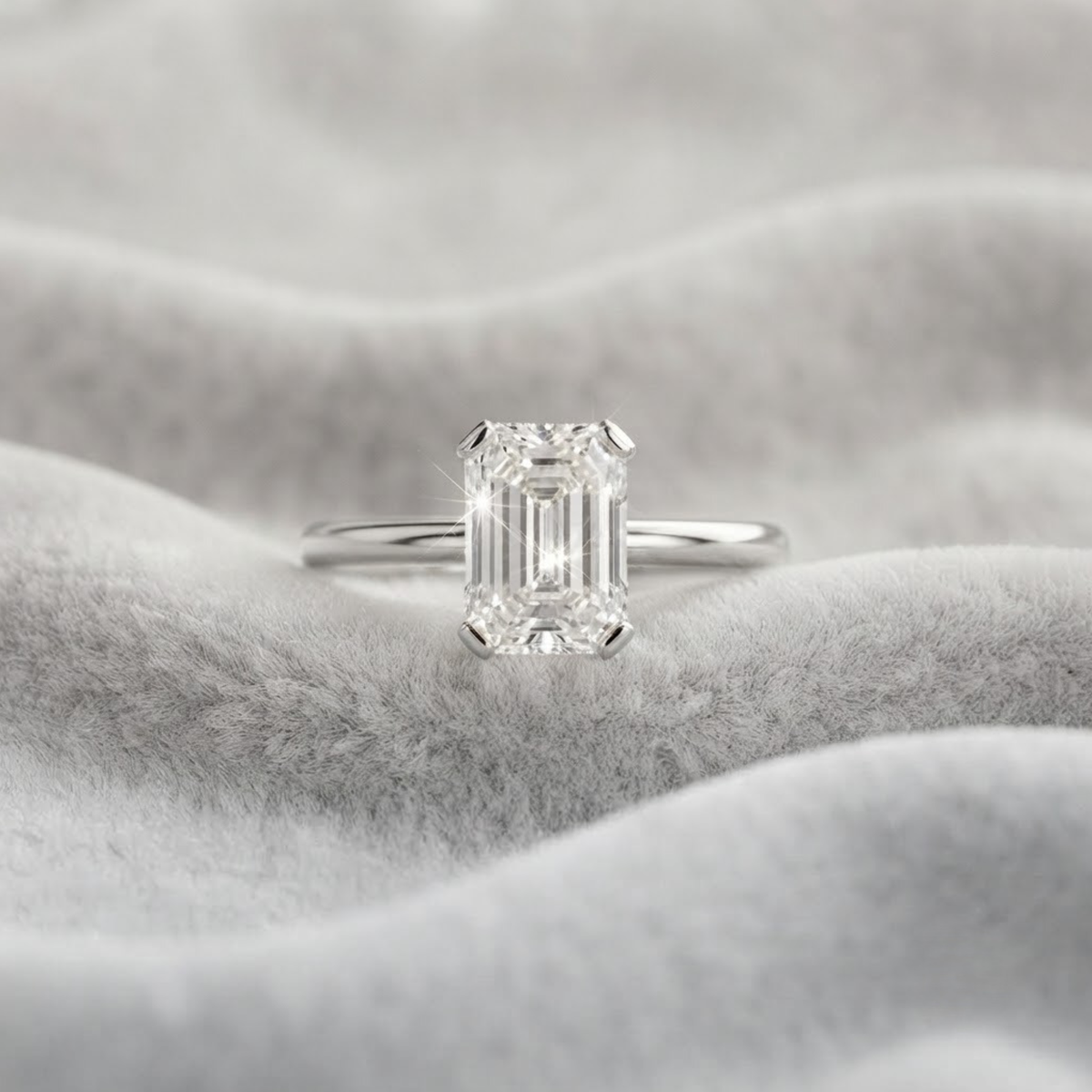 Emerald Cut Lab Diamond Engagement Ring