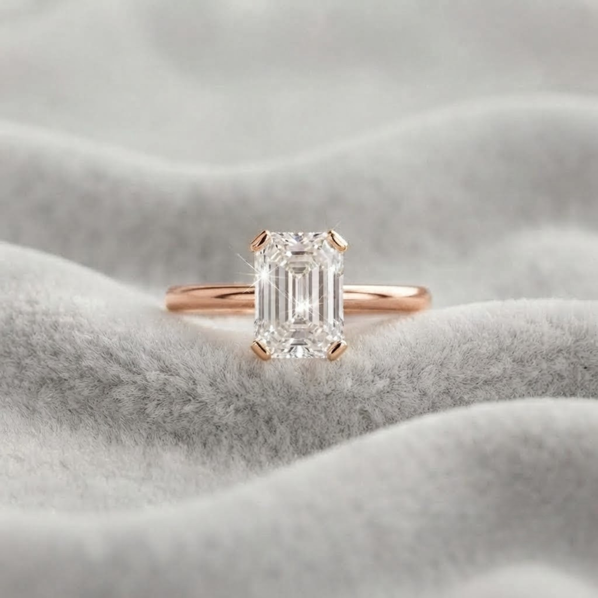 Emerald Cut Lab Diamond Engagement Ring