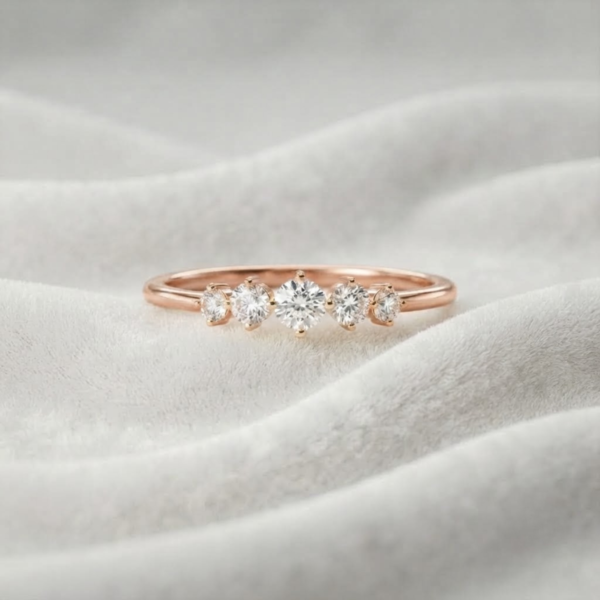 Lab Grown Solid Gold 5 Stone 0.15 CTW Lab Grown Ring