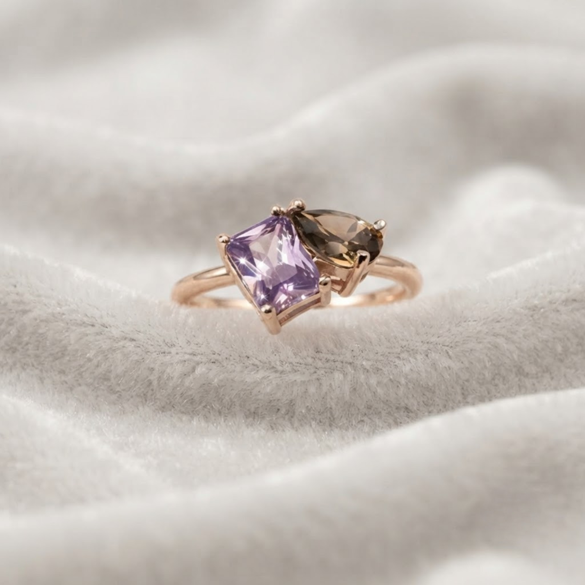 Custom Toi et Moi Gemstone Ring