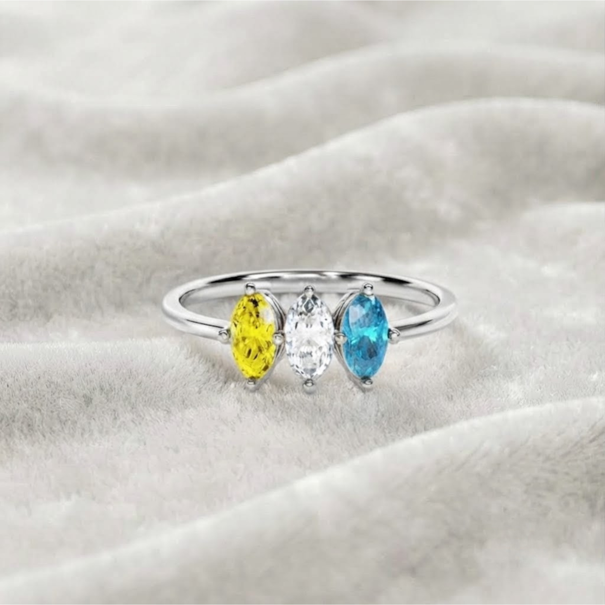 3 Stone Gold Birthstone Ring