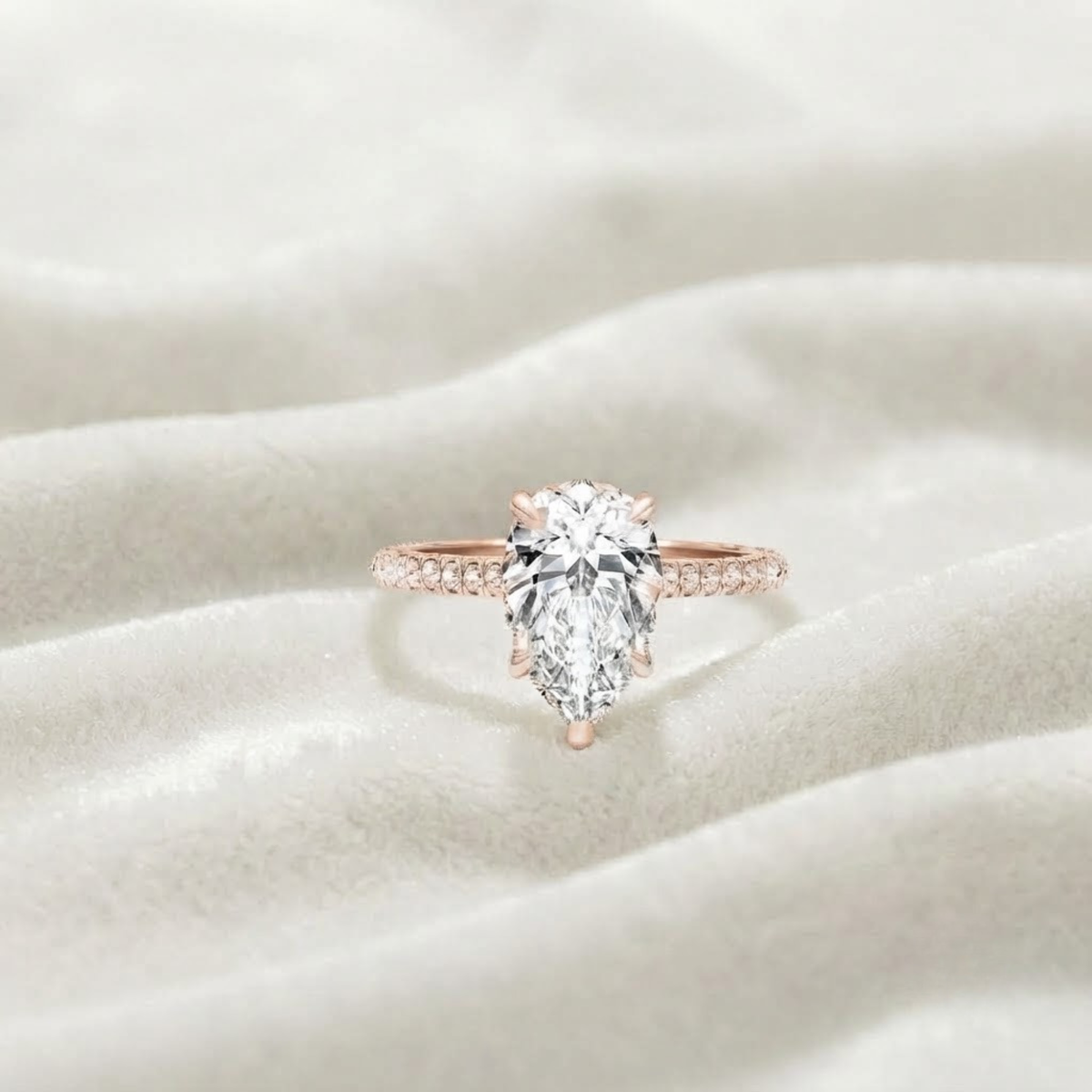 Pear Cut Lab Grown Diamond Engagement Ring