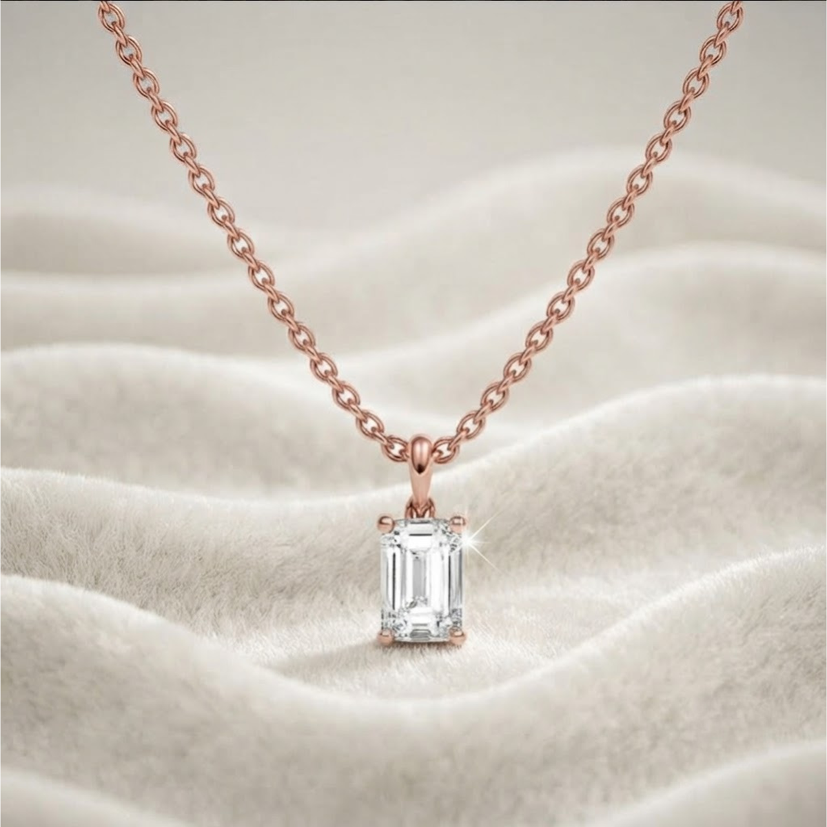 14K Gold Diamant 1.00 bis 2.00CT Smaragd-Diamant-Halskette