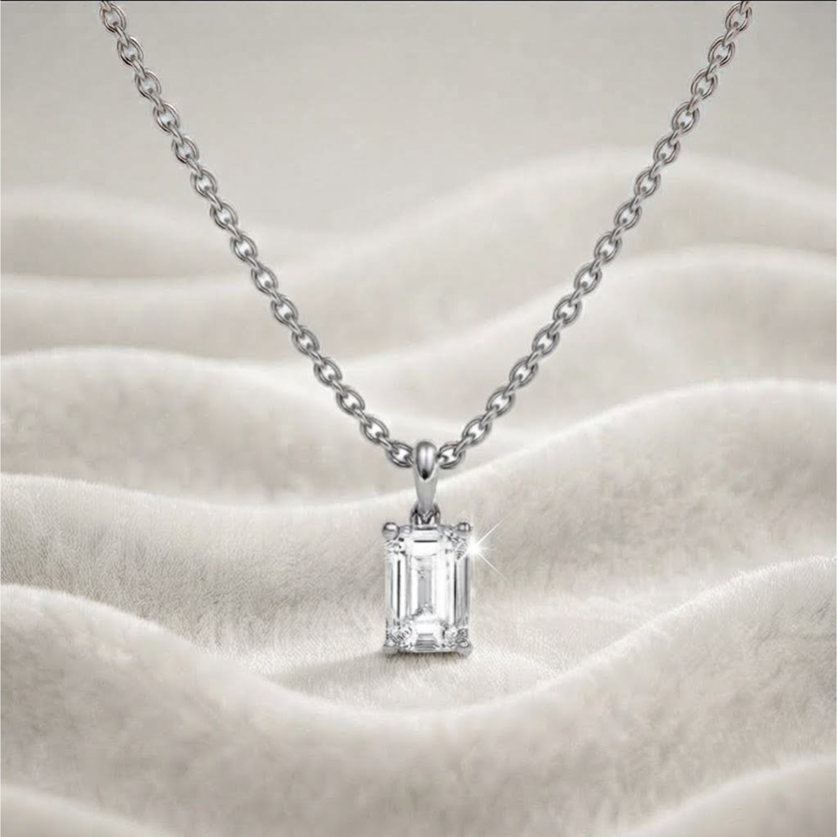 14K Gold Diamant 1.00 bis 2.00CT Smaragd-Diamant-Halskette