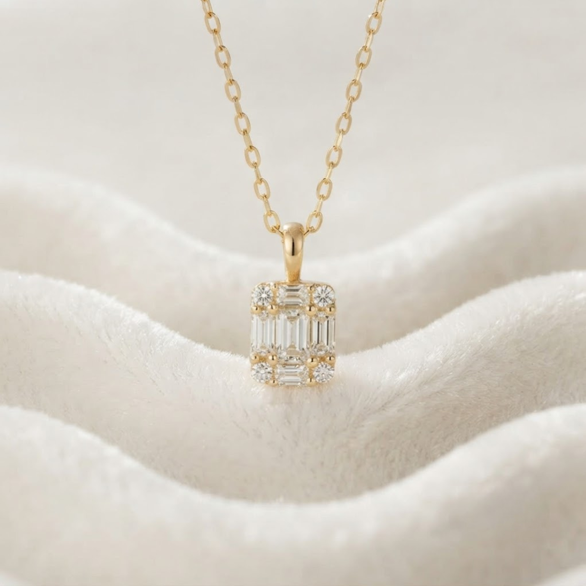 14K Gold 0,16 CTW Diamant-Baguette-Halskette